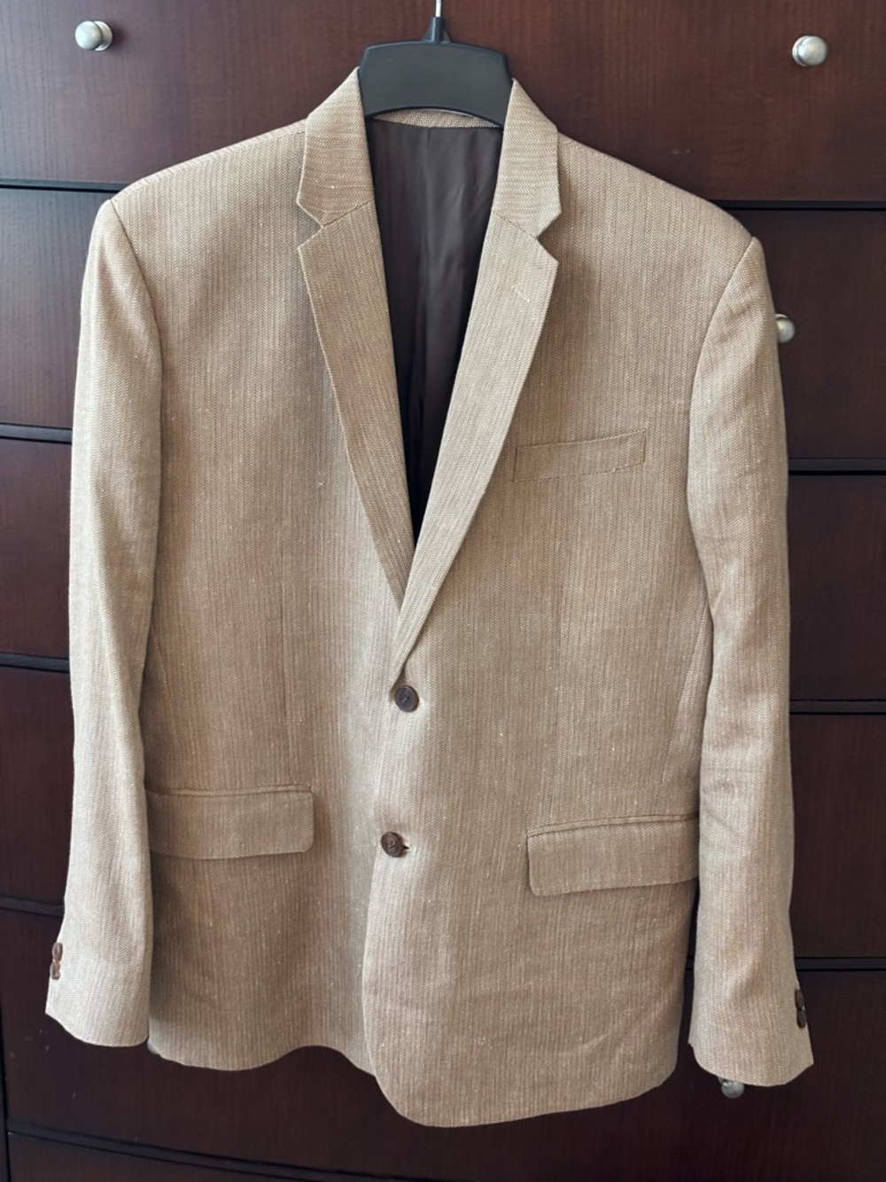 Classic Tan Two-Button Sport Coat - Refined Textured Blazer
